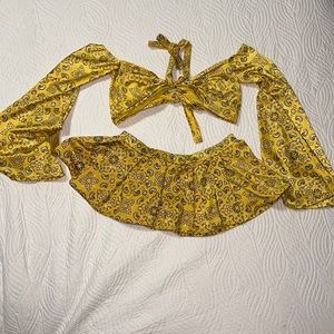 Yellow paisley patterned two piece